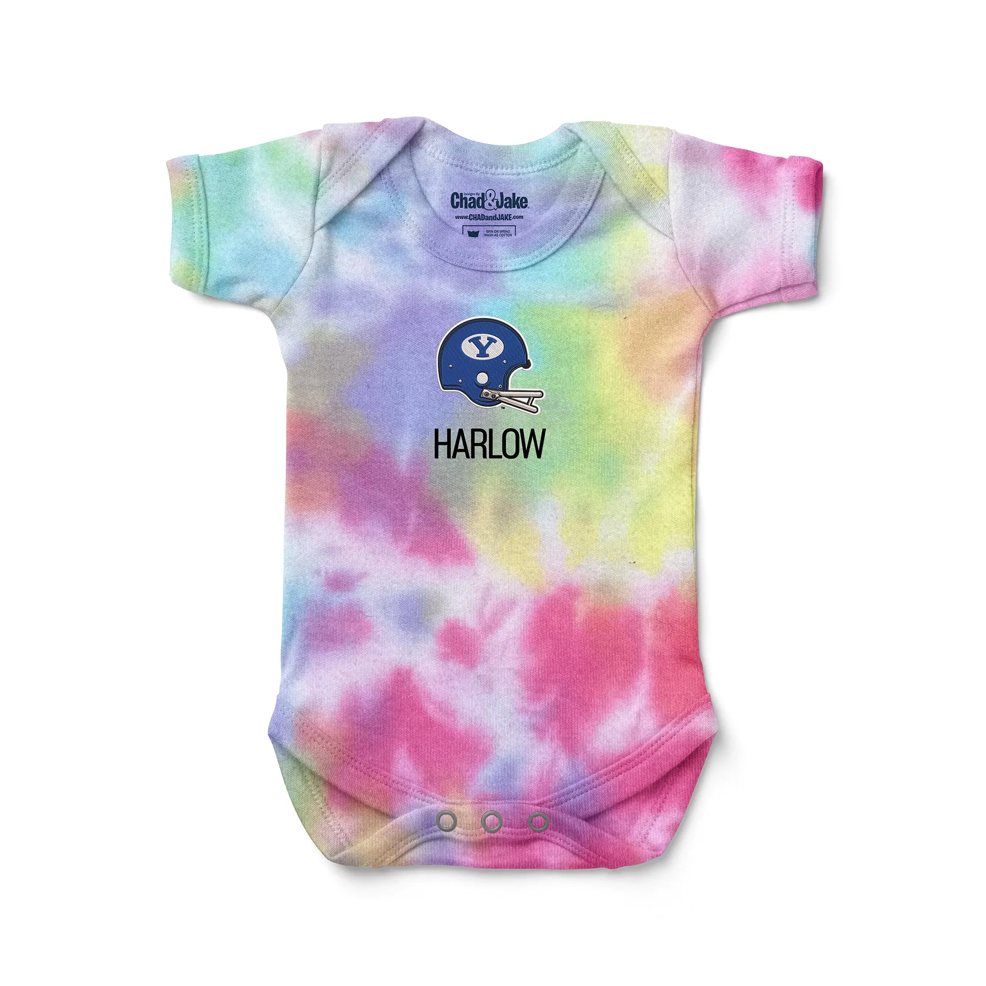 Personalized Brigham Young Cougars Helmet Tie Dye Bodysuit