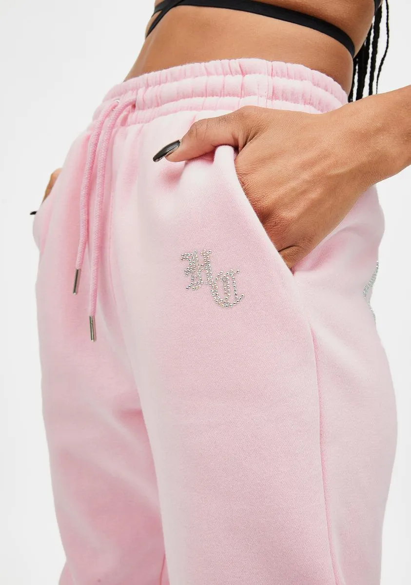 Pink Explicit Rhinestone Sweatpants