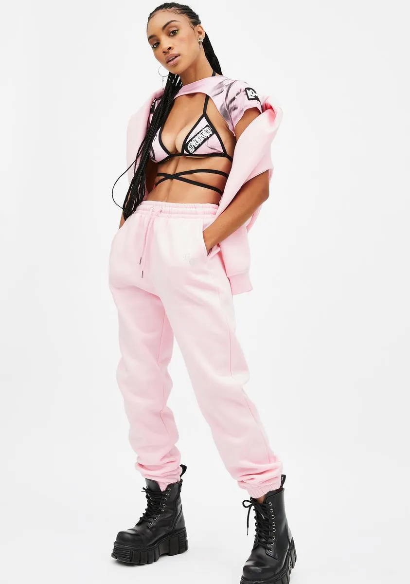 Pink Explicit Rhinestone Sweatpants