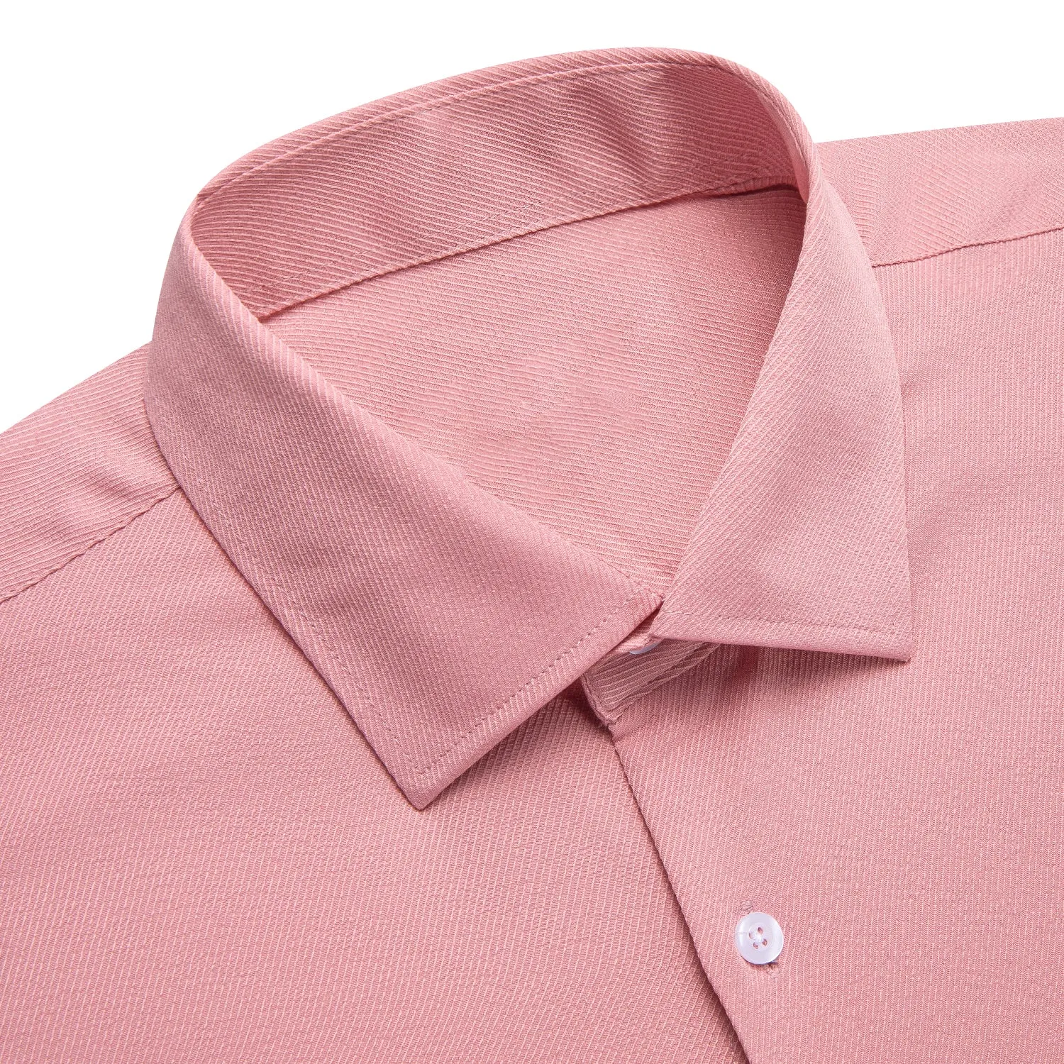 Pink Solid Stretch Woven Business Men's Long Sleeve Button Down Shirt