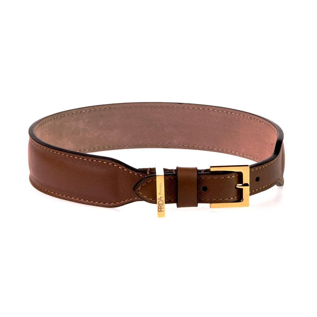 Plain Leather Dog Collar Brown