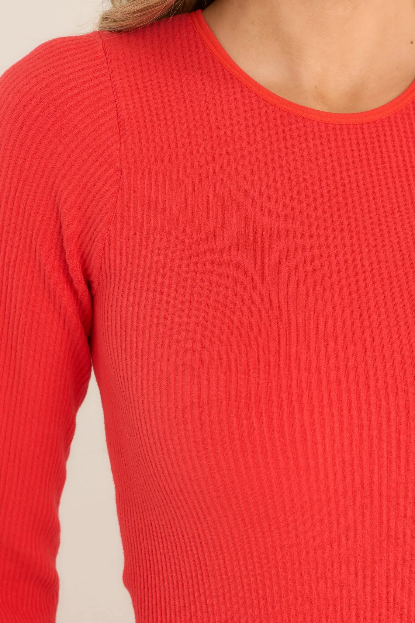 Protecting My Peace Red Ribbed Long Sleeve Bodysuit