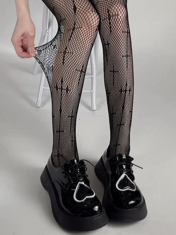 Punk cross fishnet tights