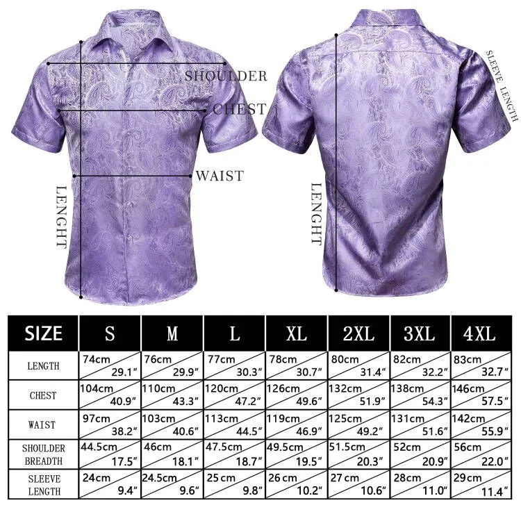 Purple Solid Silk Men's Short Sleeve Shirt