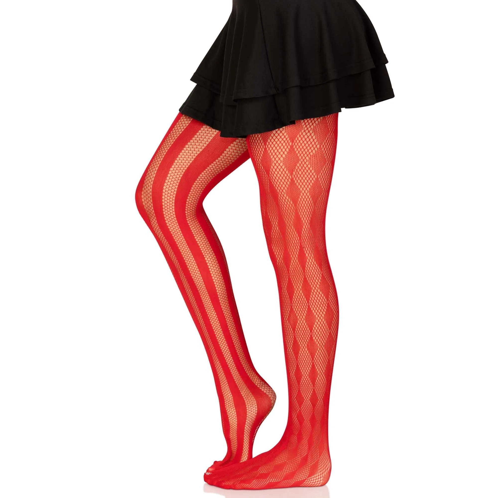 Red Harlequin Net Tights for Adults, 1 Count