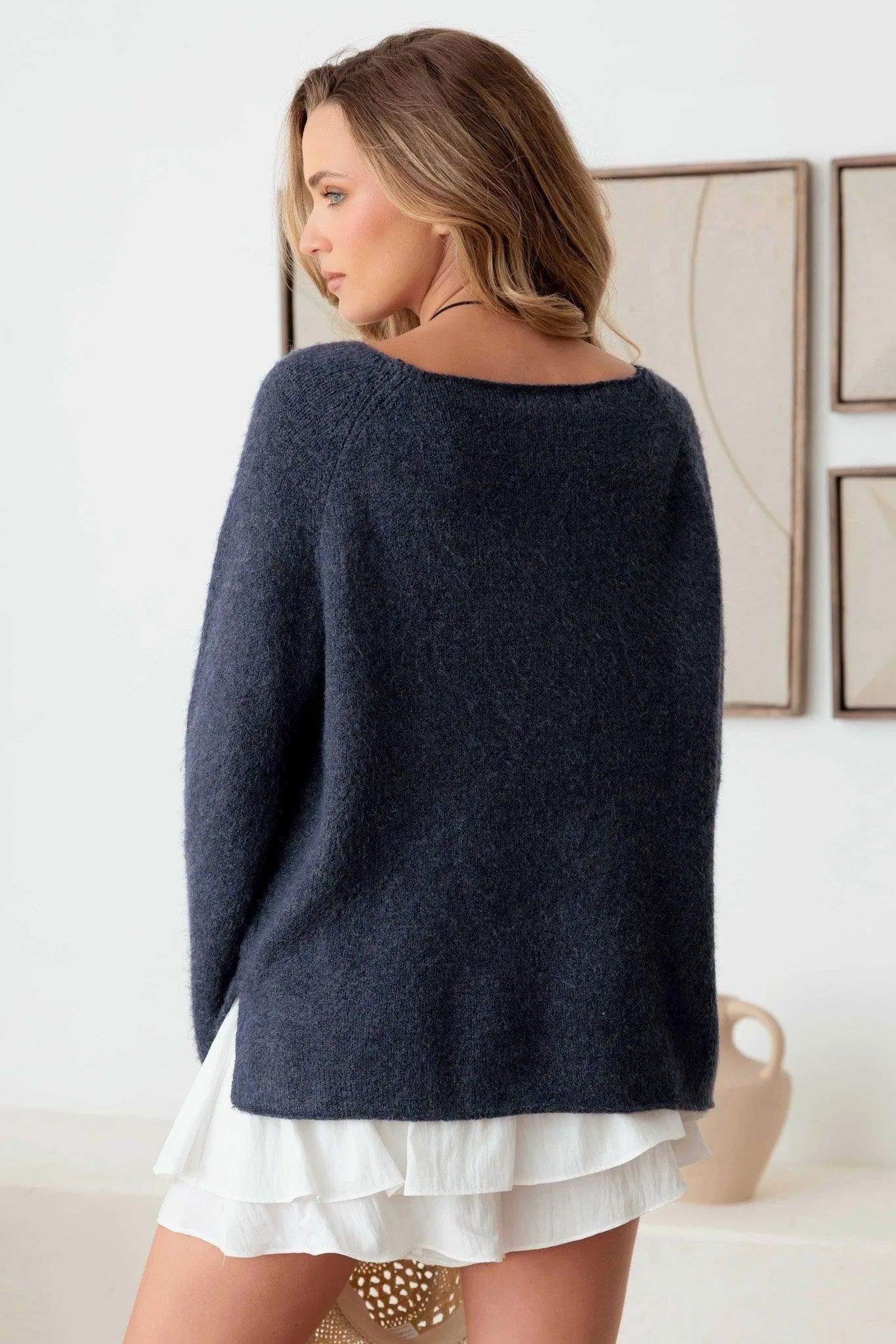 Relax Fit Long Raglan Sleeve Sweater