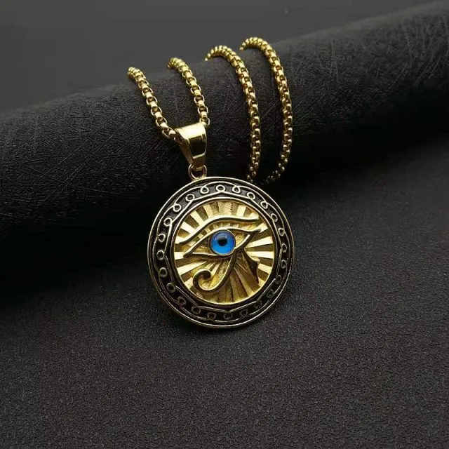 Retro Religious Style Triangle Eye Masonic Men's High Quality Metal Pendant Necklace Classic Punk Men's Amulet Jewelry