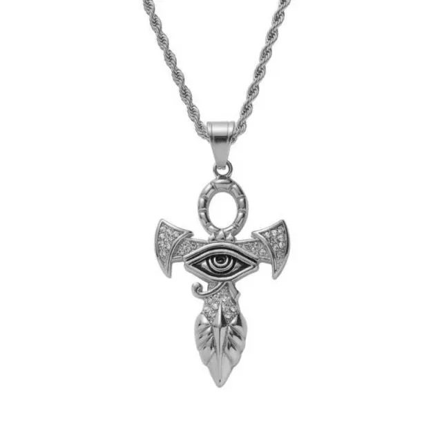 Retro Religious Style Triangle Eye Masonic Men's High Quality Metal Pendant Necklace Classic Punk Men's Amulet Jewelry