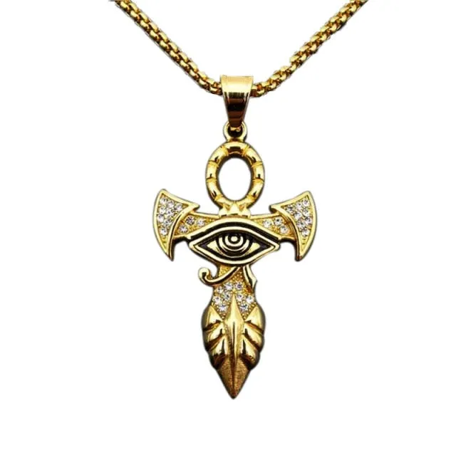 Retro Religious Style Triangle Eye Masonic Men's High Quality Metal Pendant Necklace Classic Punk Men's Amulet Jewelry