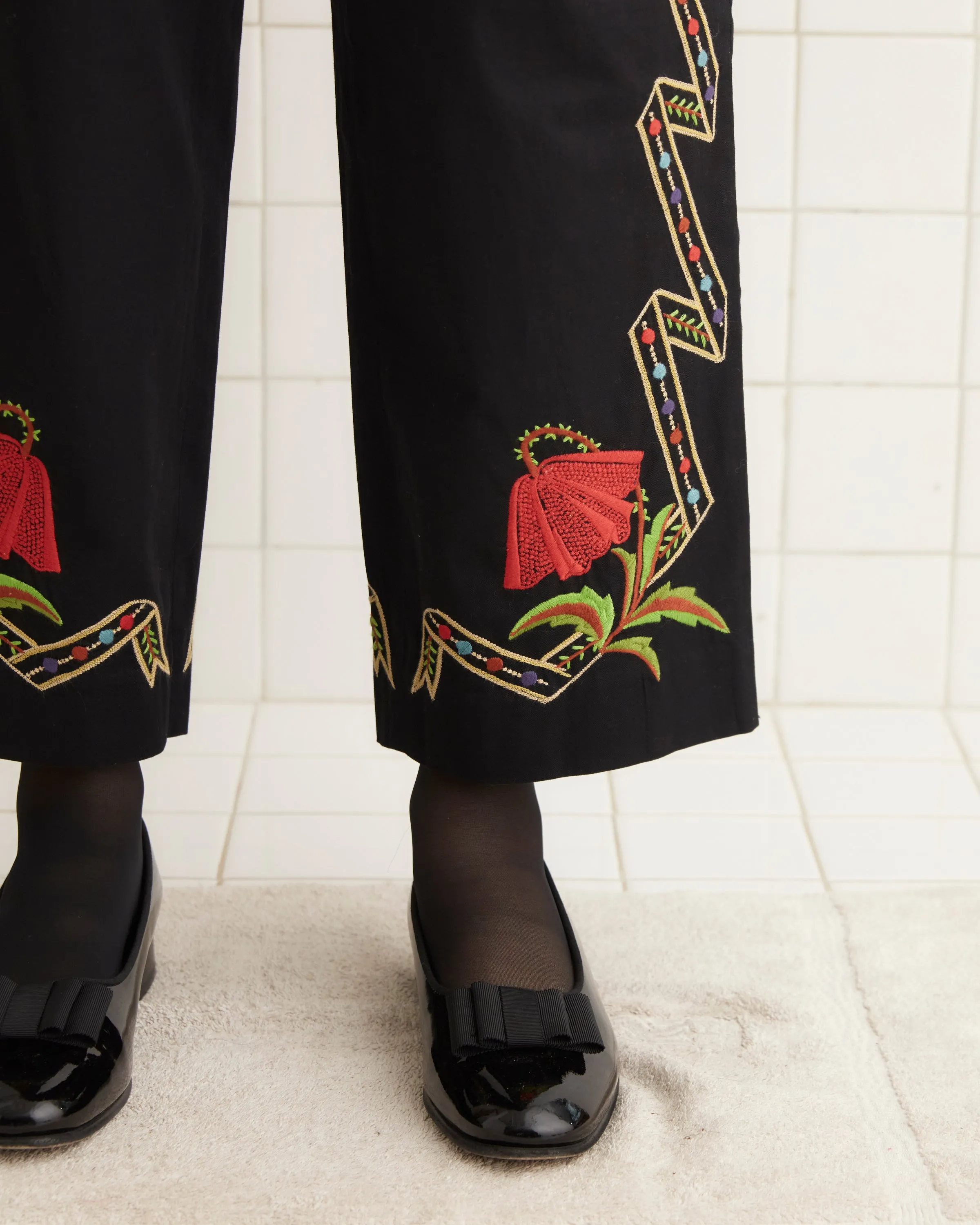 Ribboned Hollyhock Trousers