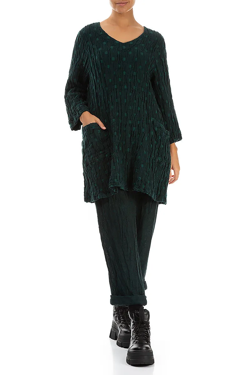 Roll Up Emerald Mélange Linen Trousers