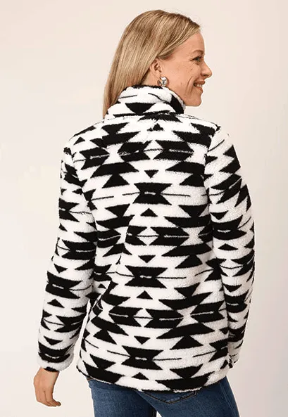 Roper Women's Black & White Aztec 1/4 Zip Polar Fleece Pullover 0250-6195