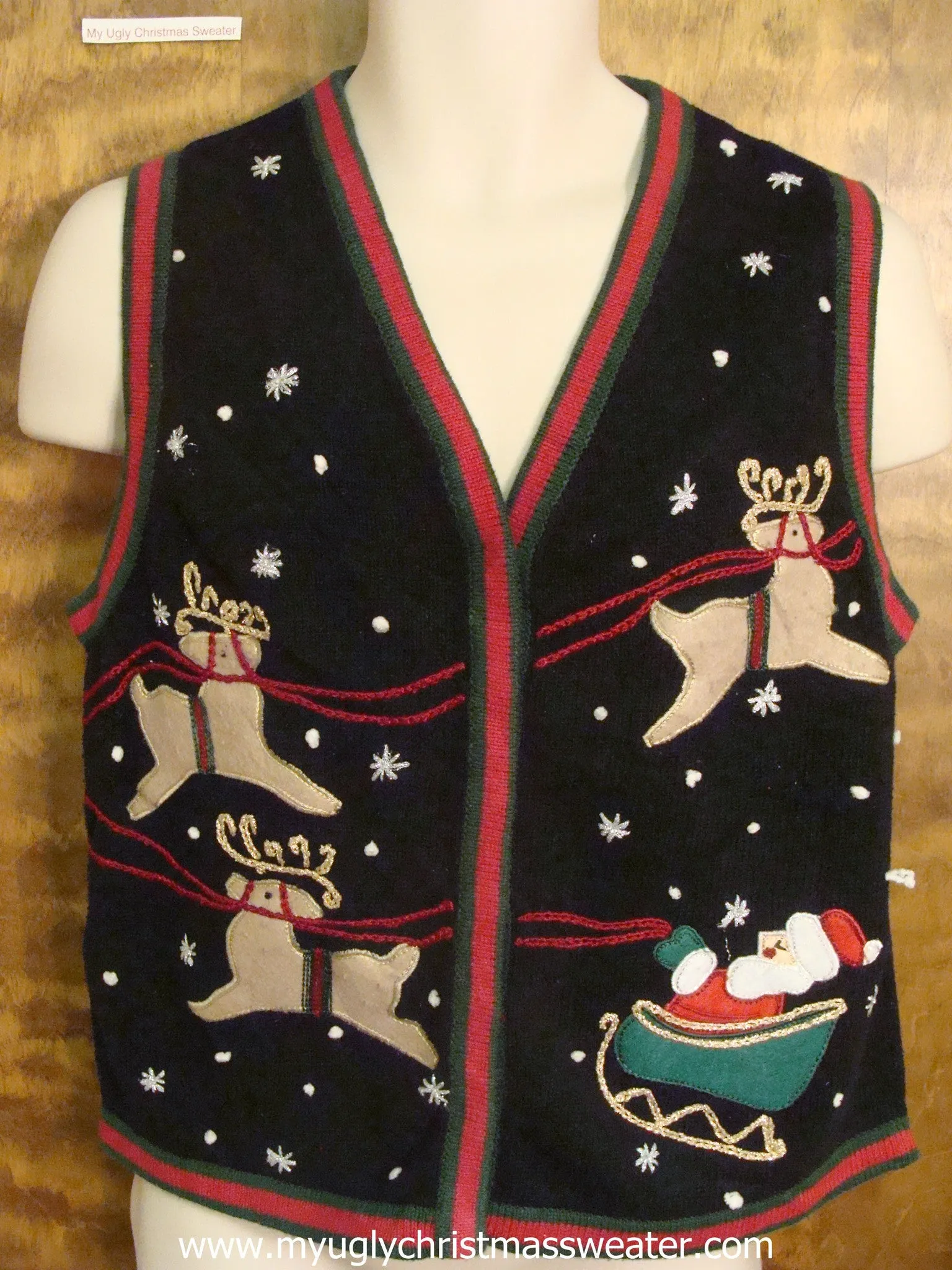 Santa's Sleigh Cute Christmas Sweater Vest