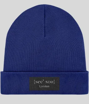 See-Soo Embroidered “Haarlem” Rib Beanie, Recycled polyester & Organic cotton