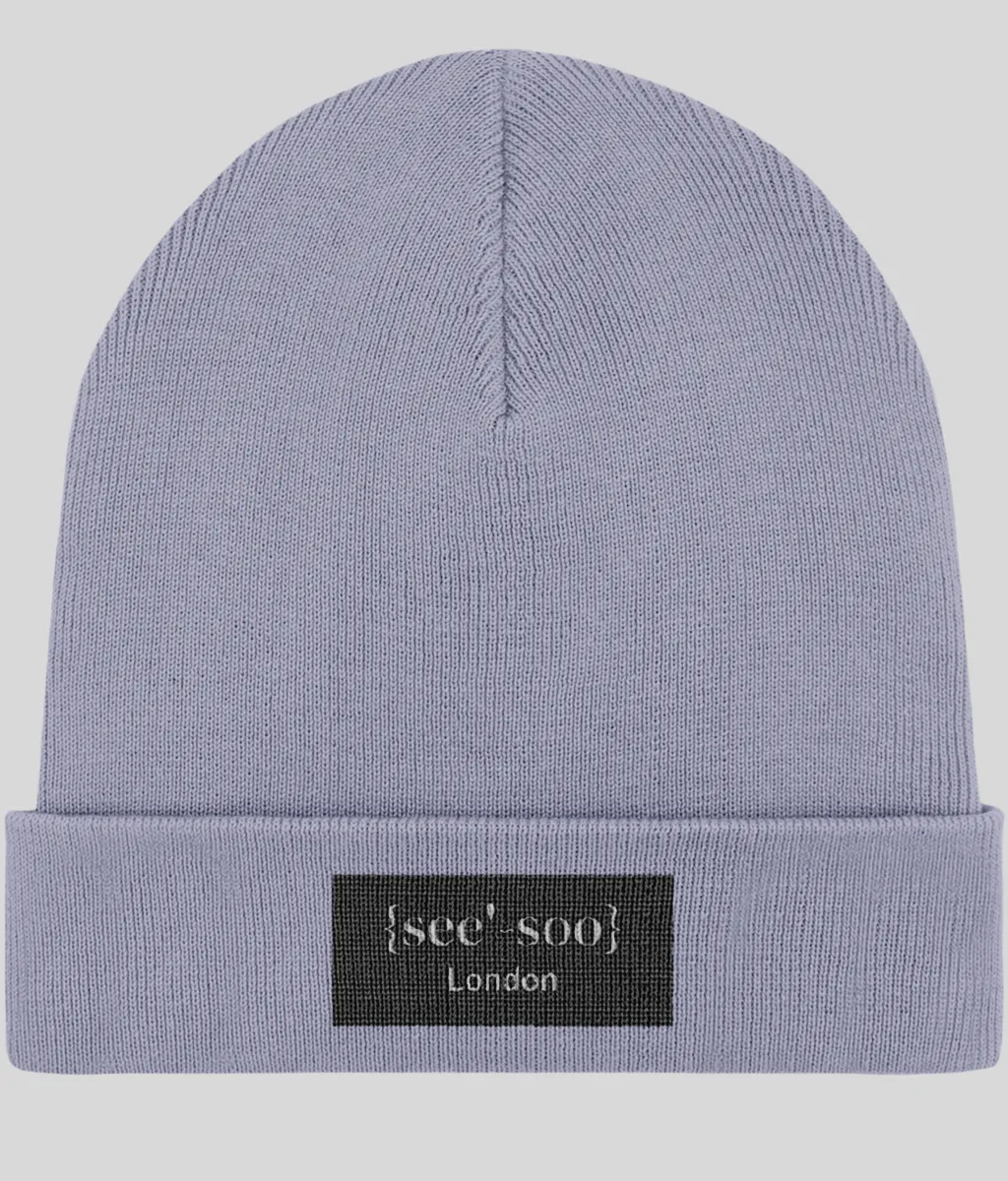 See-Soo Embroidered “Haarlem” Rib Beanie, Recycled polyester & Organic cotton