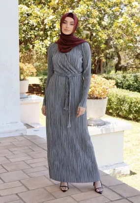 Silver Pleated Wrap Dress