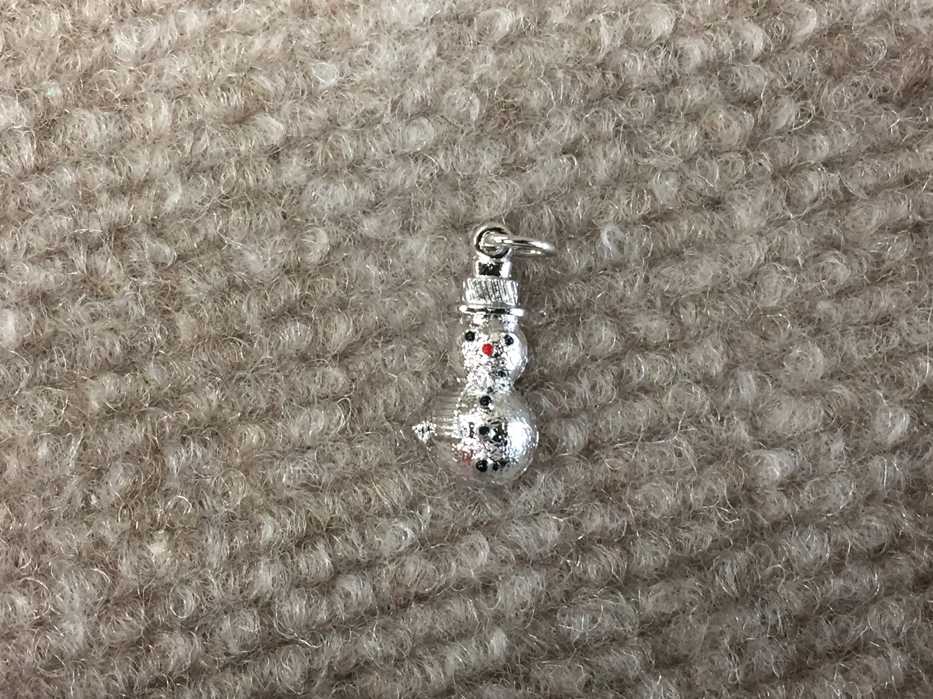 Silver Snowman Charm