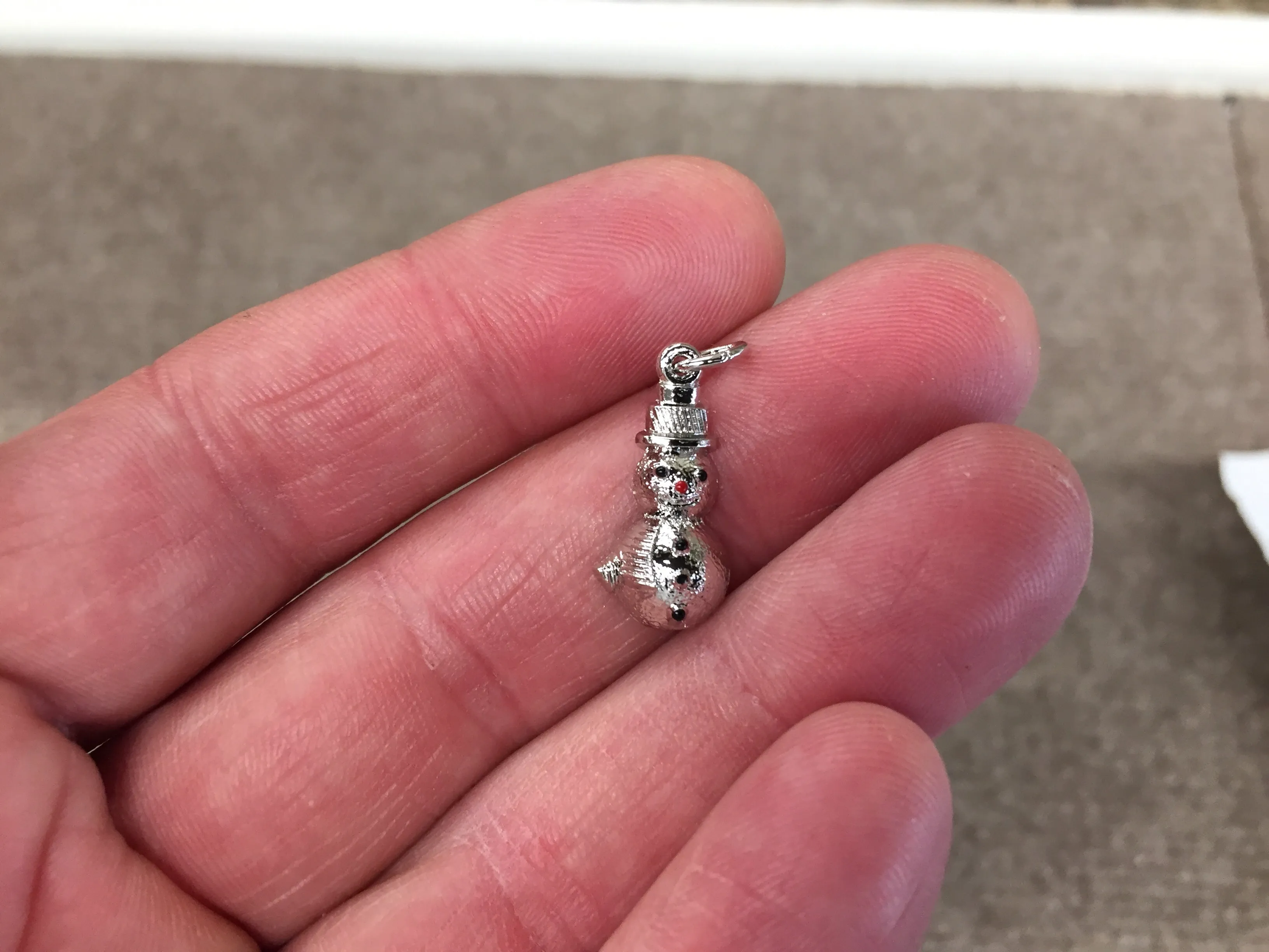 Silver Snowman Charm