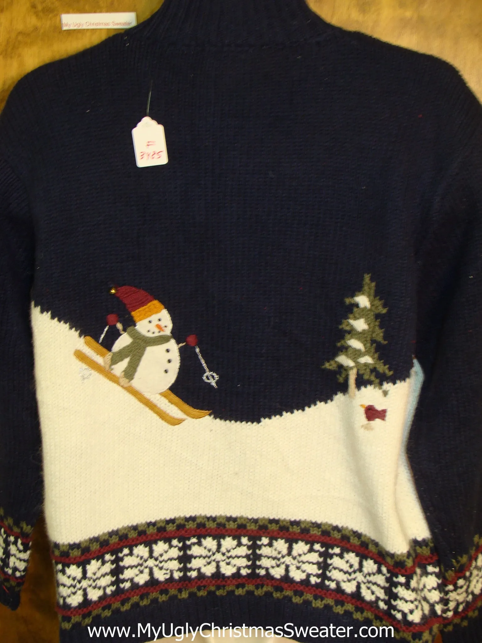 Skiing Snowmen 2sided Horrible Christmas Sweater