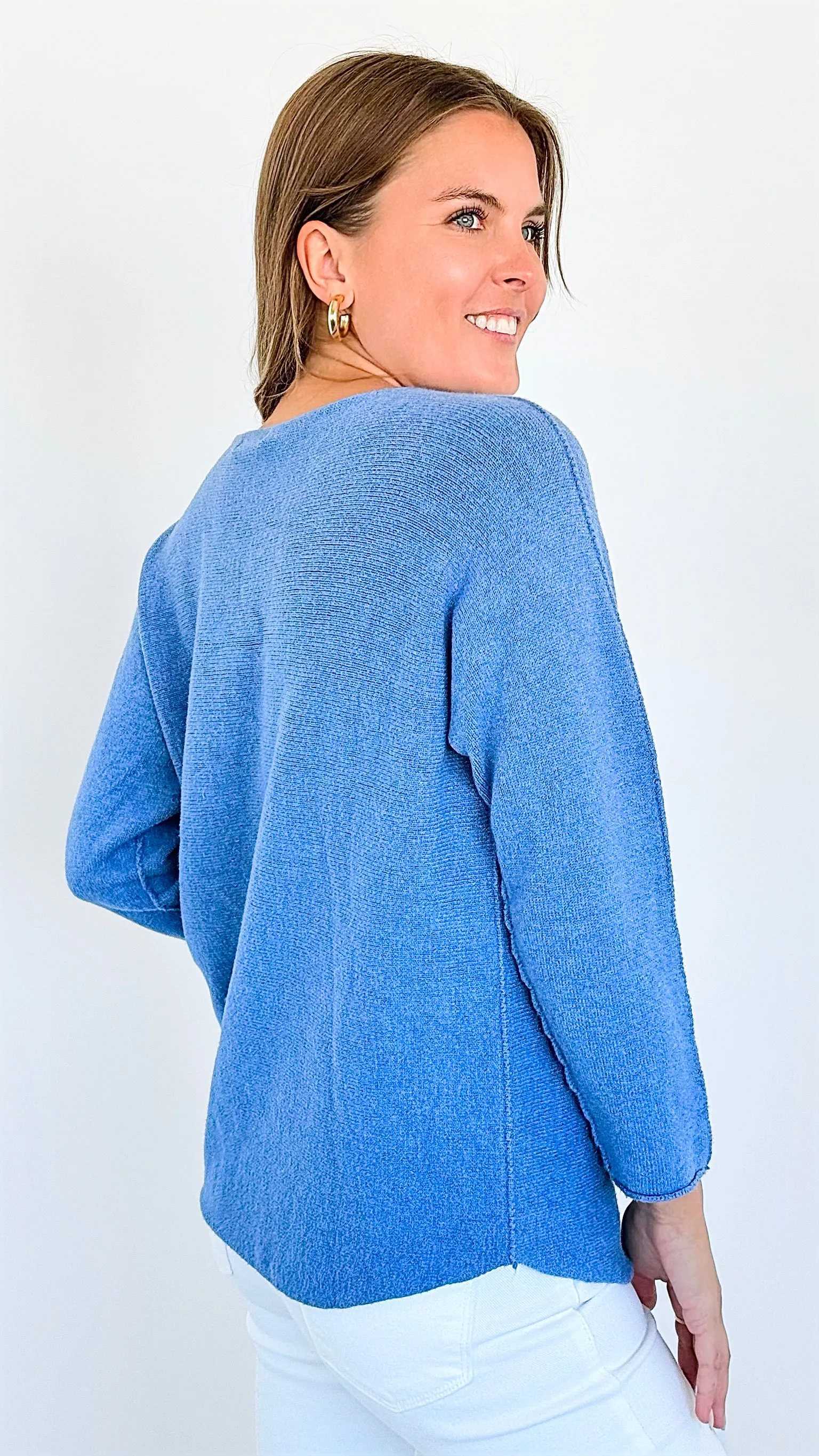 Soho Italian Boatneck Pullover - Steel Blue