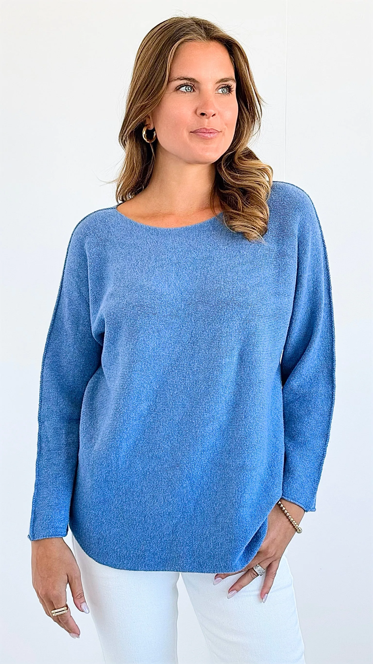 Soho Italian Boatneck Pullover - Steel Blue