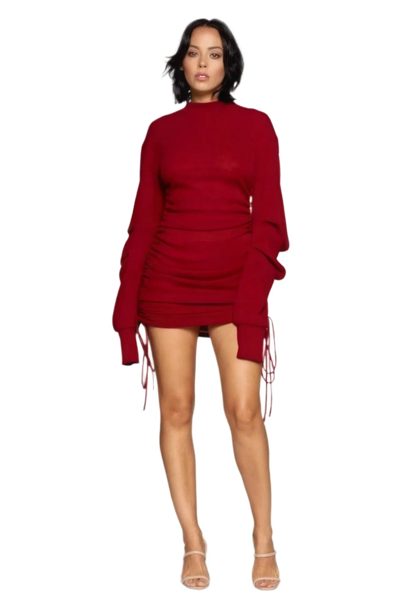 Solid Color Mock Neck Mini Bodycon Dress