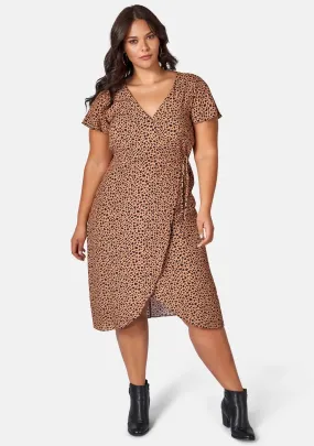 Something 4 Olivia - Short Sleeve Eva Animal Print Midi Wrap Dress