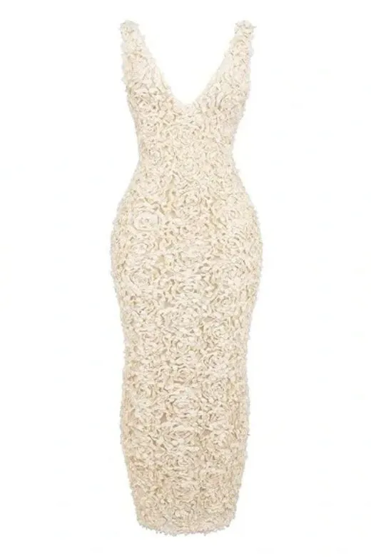 Sonia Bodycon Maxi Dress - Pearl White