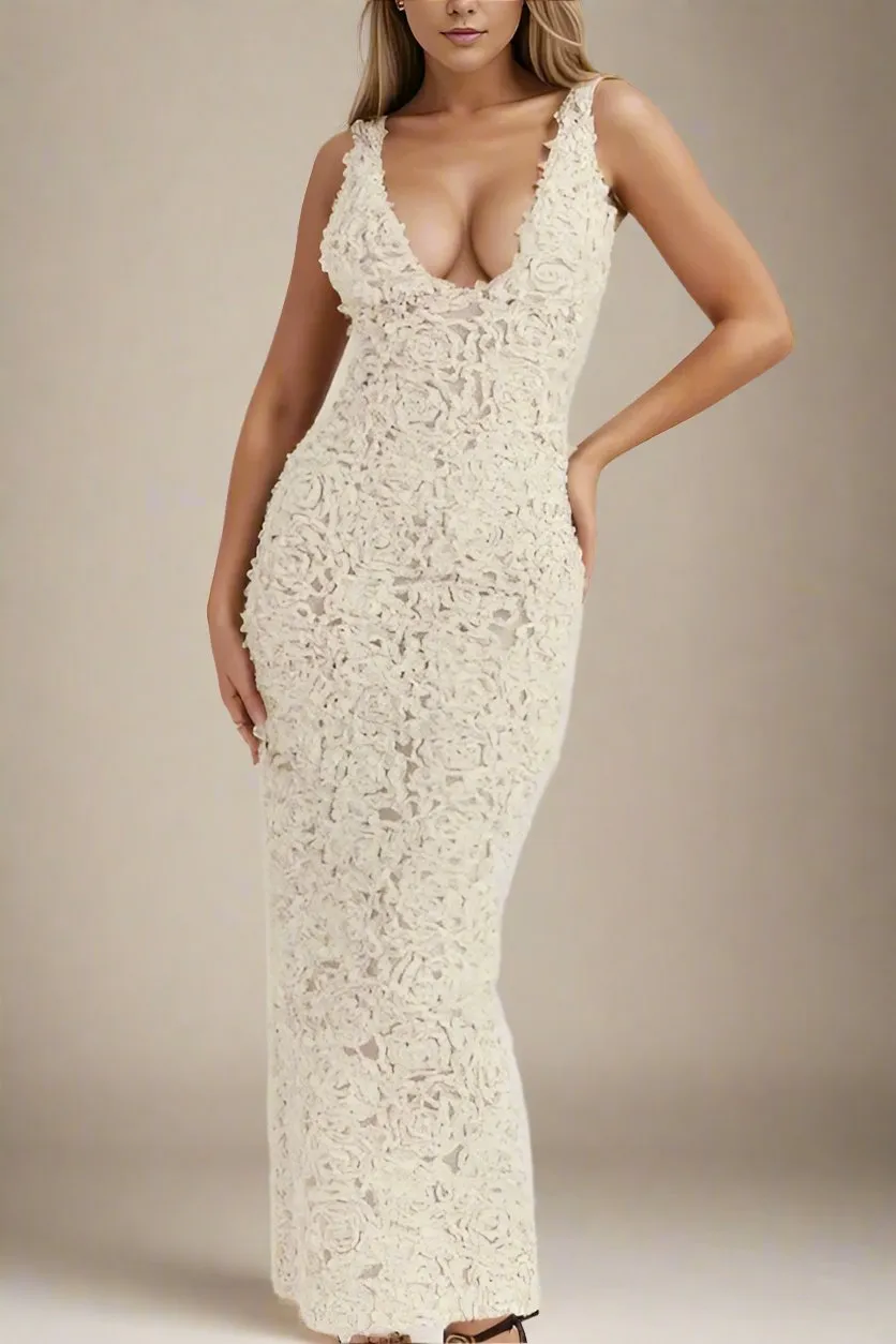 Sonia Bodycon Maxi Dress - Pearl White