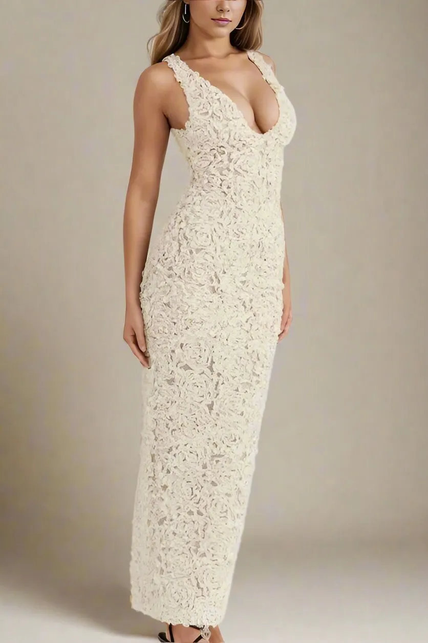 Sonia Bodycon Maxi Dress - Pearl White