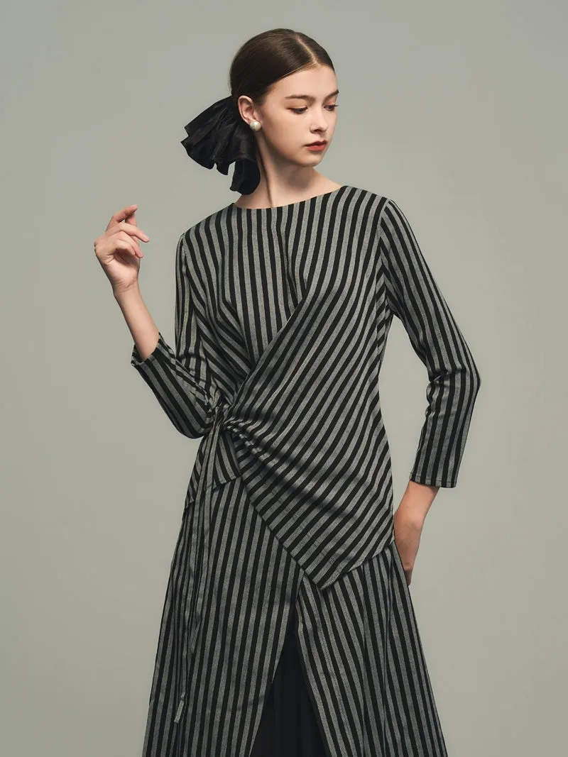 Stripe Wrap Nichi Loose Natural One-Piece