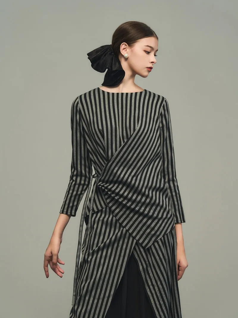 Stripe Wrap Nichi Loose Natural One-Piece