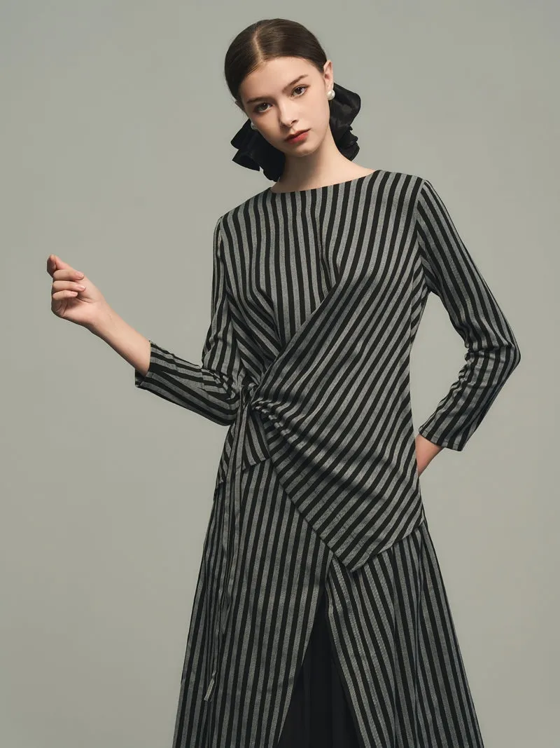 Stripe Wrap Nichi Loose Natural One-Piece