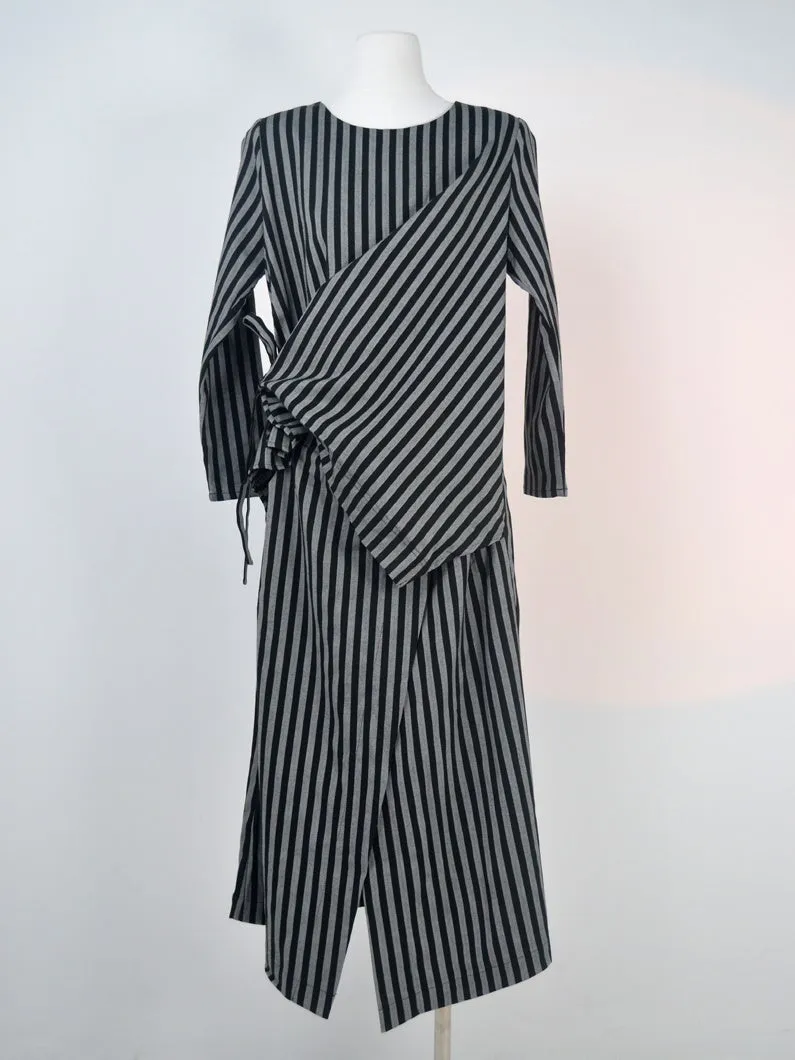 Stripe Wrap Nichi Loose Natural One-Piece