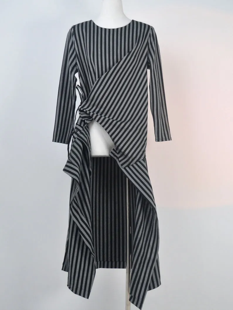 Stripe Wrap Nichi Loose Natural One-Piece