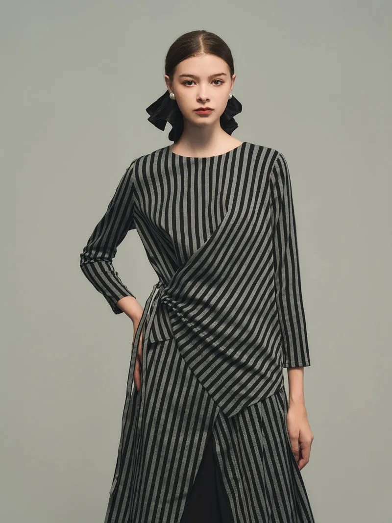 Stripe Wrap Nichi Loose Natural One-Piece