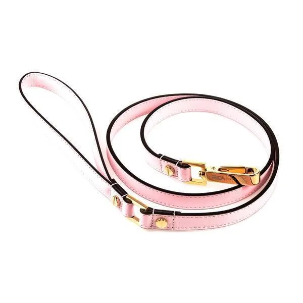 Stud Screw Leather Dog Collar Light Pink