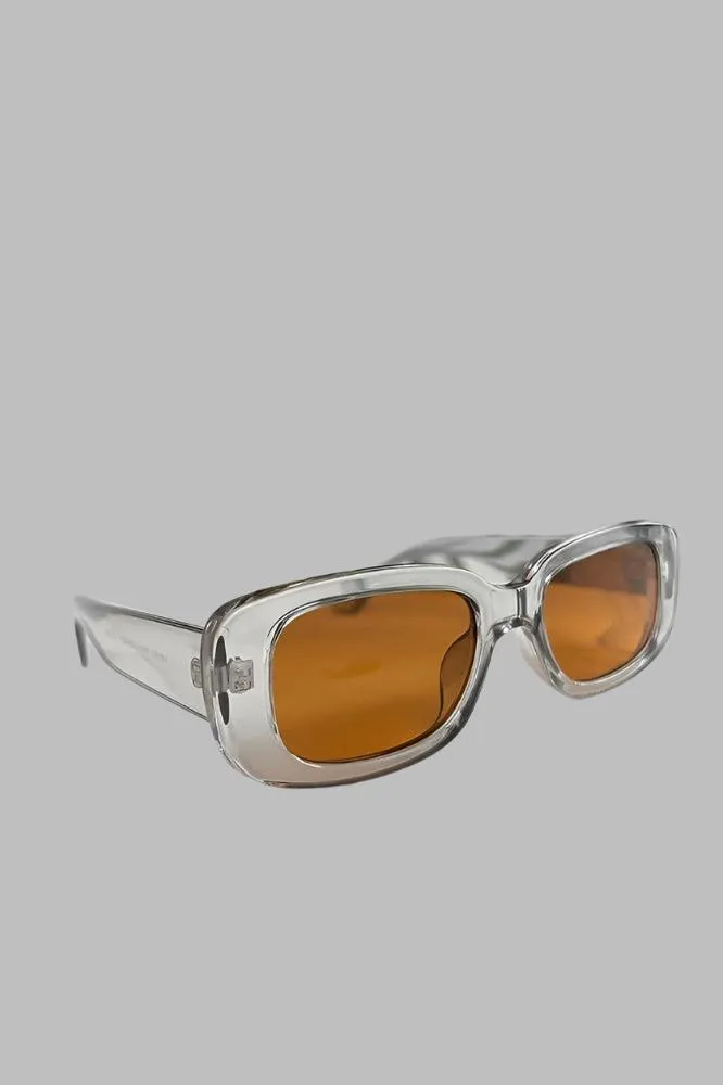 Stylish Oval Transparent Frame Sunglasses