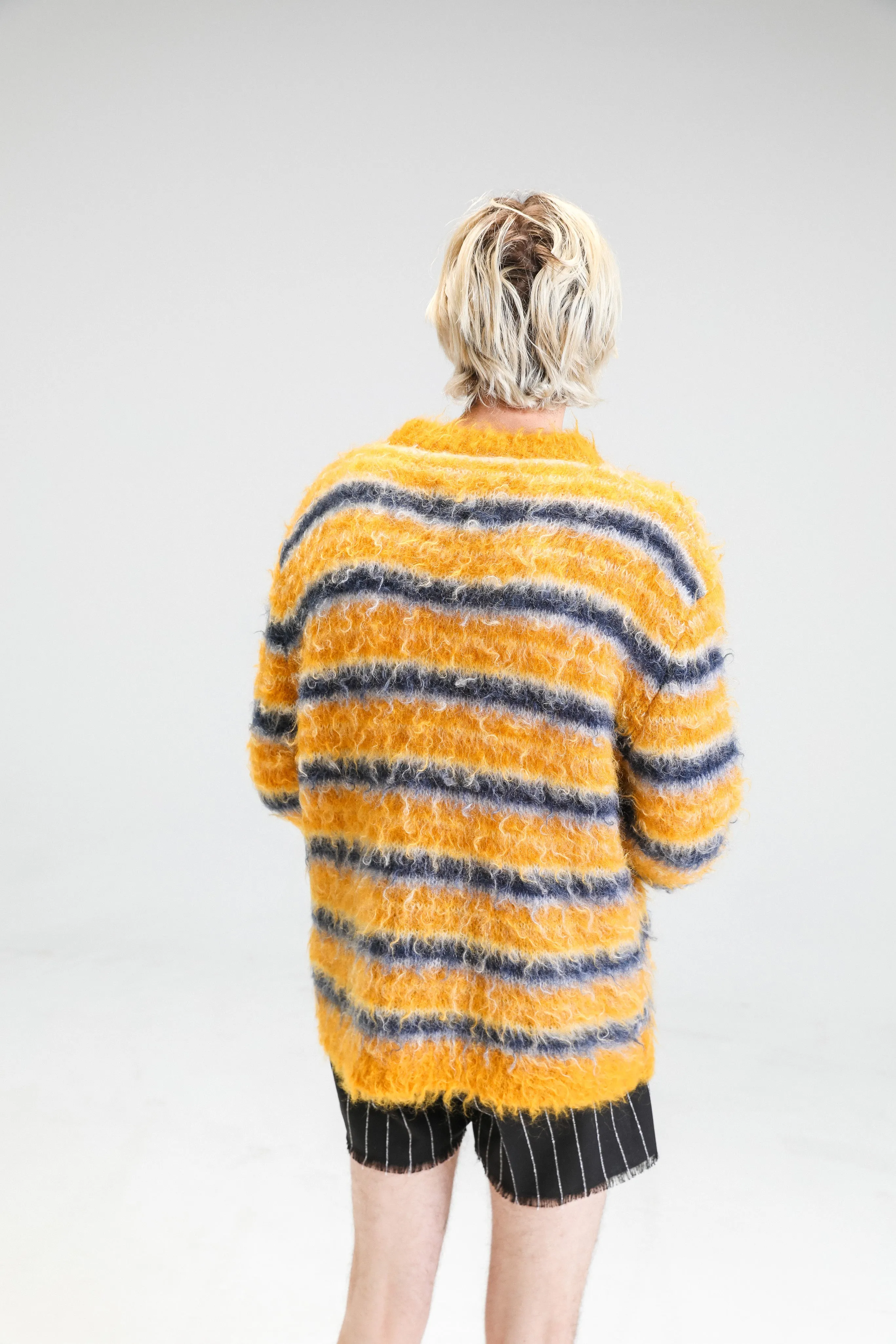 Sunflower Stripe Washed Mohair Crewneck Sweater