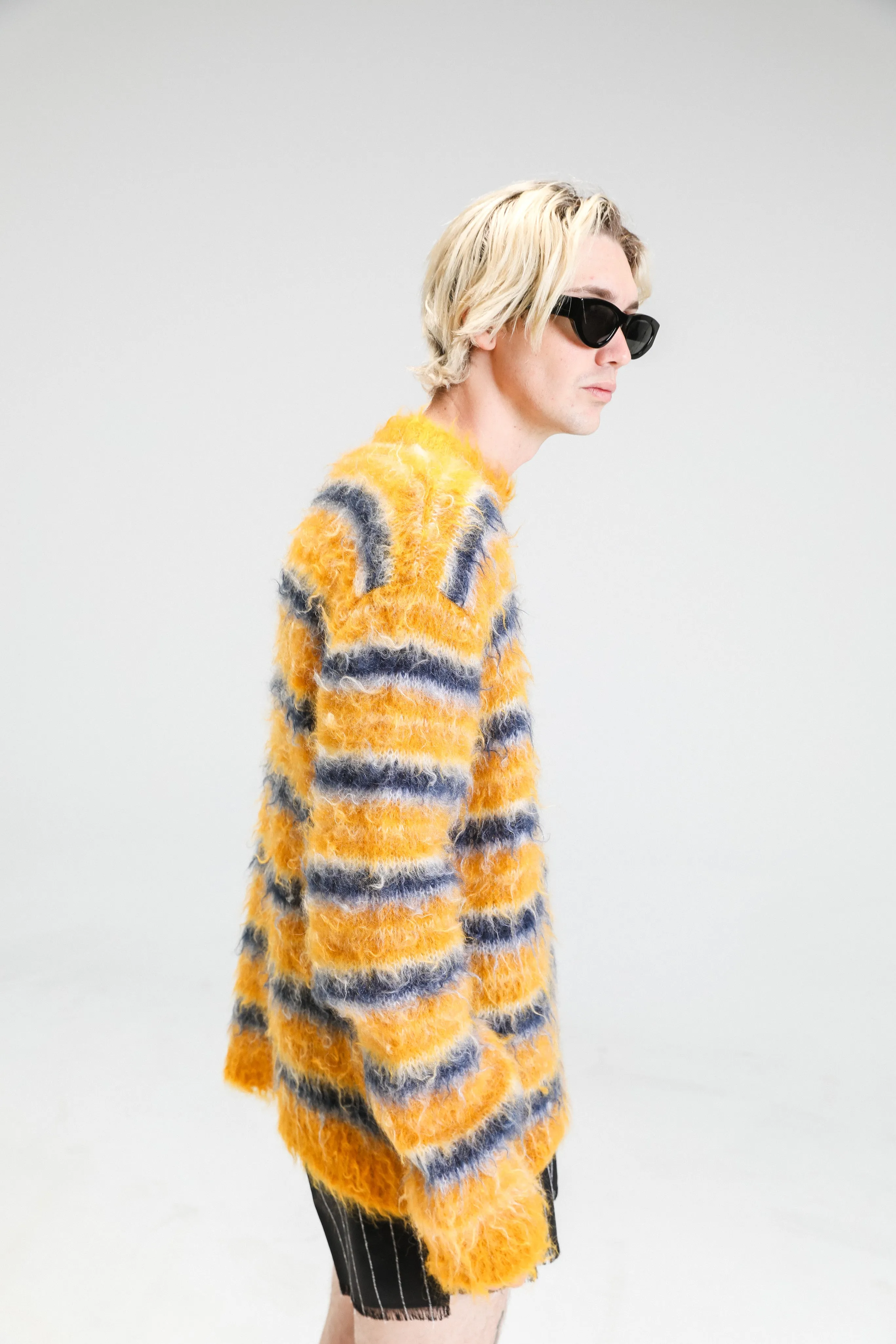 Sunflower Stripe Washed Mohair Crewneck Sweater