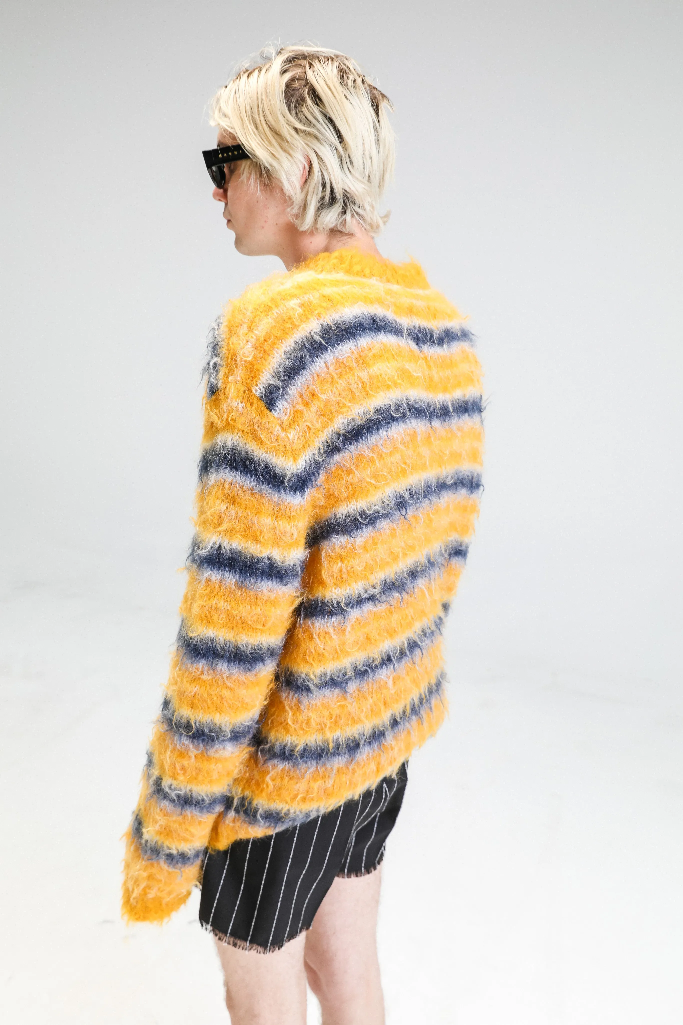 Sunflower Stripe Washed Mohair Crewneck Sweater