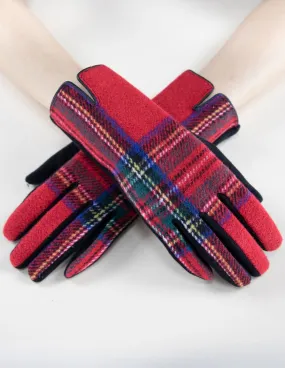 Symmetrical Plaidberry Gloves - Red