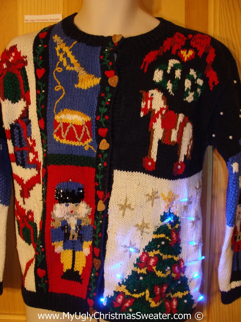 Tacky Ugly Christmas Sweater 80s Style Two Sided Holy Grail of Ugly with Lights  (g102)