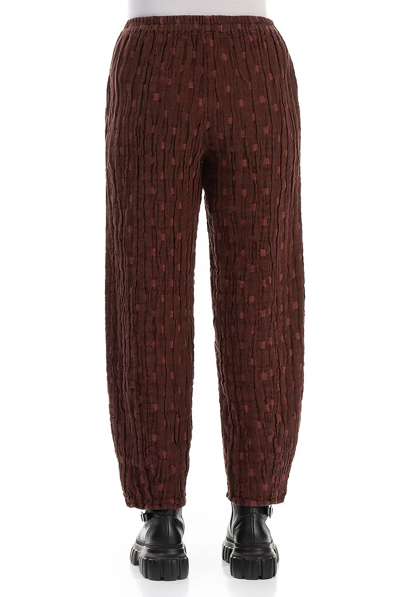 Taper Merlot Textured Linen Trousers