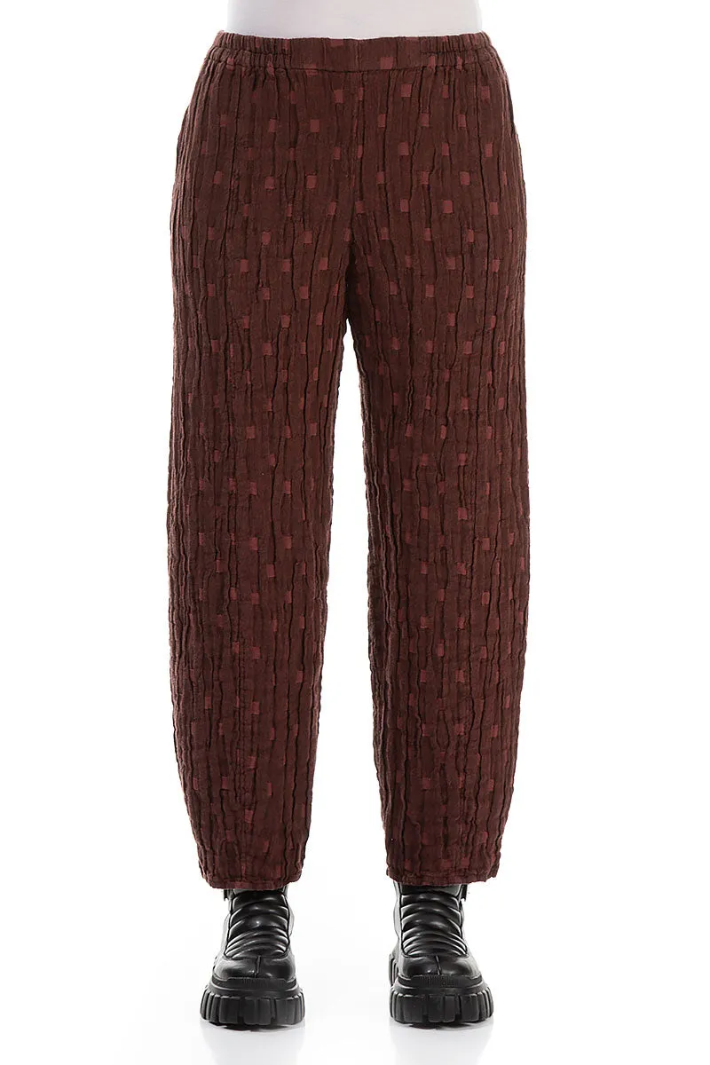 Taper Merlot Textured Linen Trousers