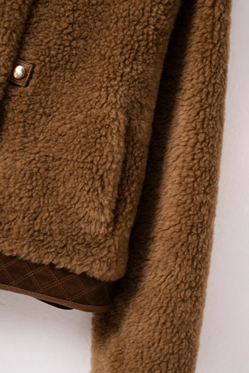 Teddy Wool Faux Shearling Bomber Jacket