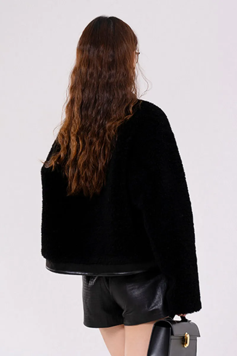 Teddy Wool Faux Shearling Bomber Jacket