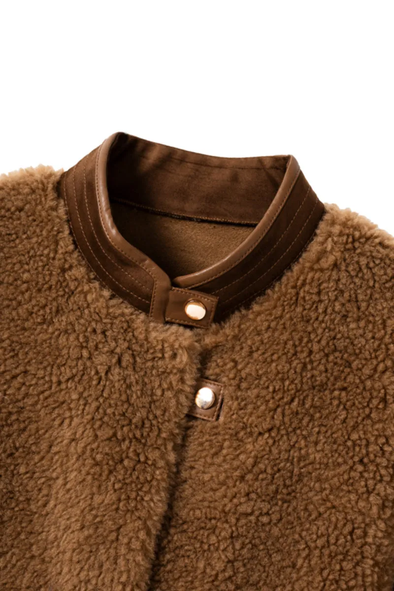 Teddy Wool Faux Shearling Bomber Jacket