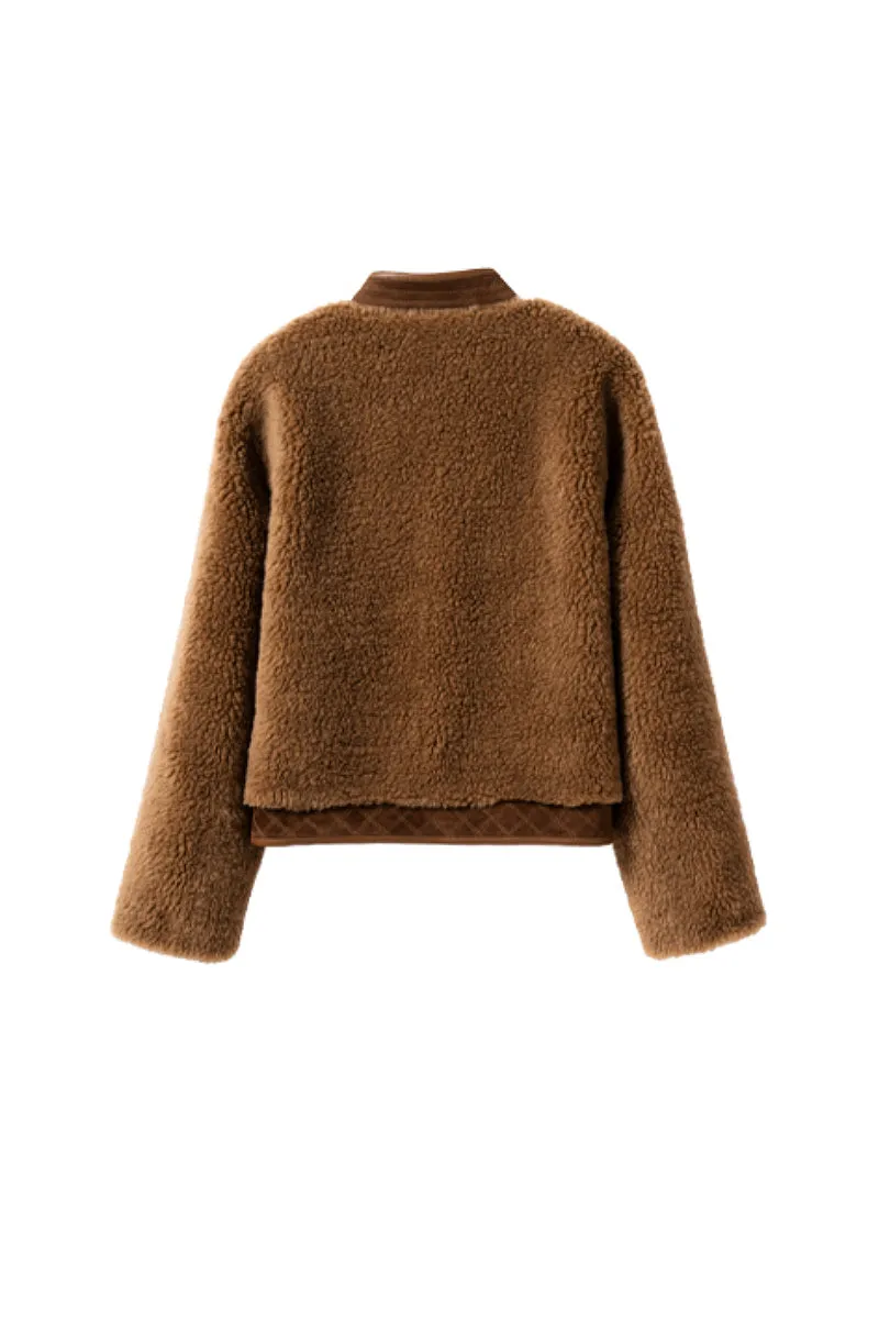 Teddy Wool Faux Shearling Bomber Jacket