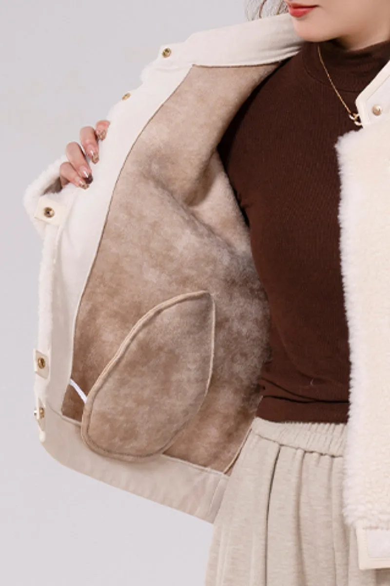 Teddy Wool Faux Shearling Bomber Jacket